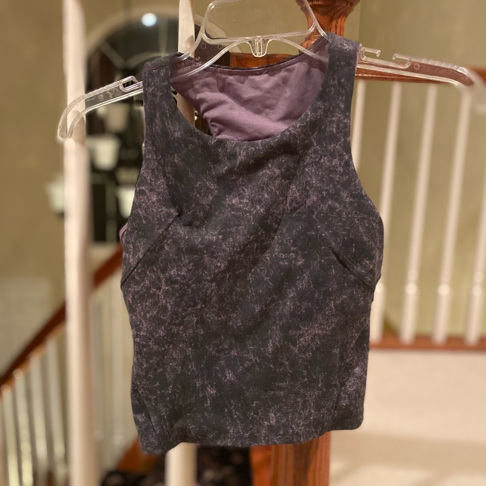 LuluLemon Black Purple Distressed Crop Top - Picture 2 of 3